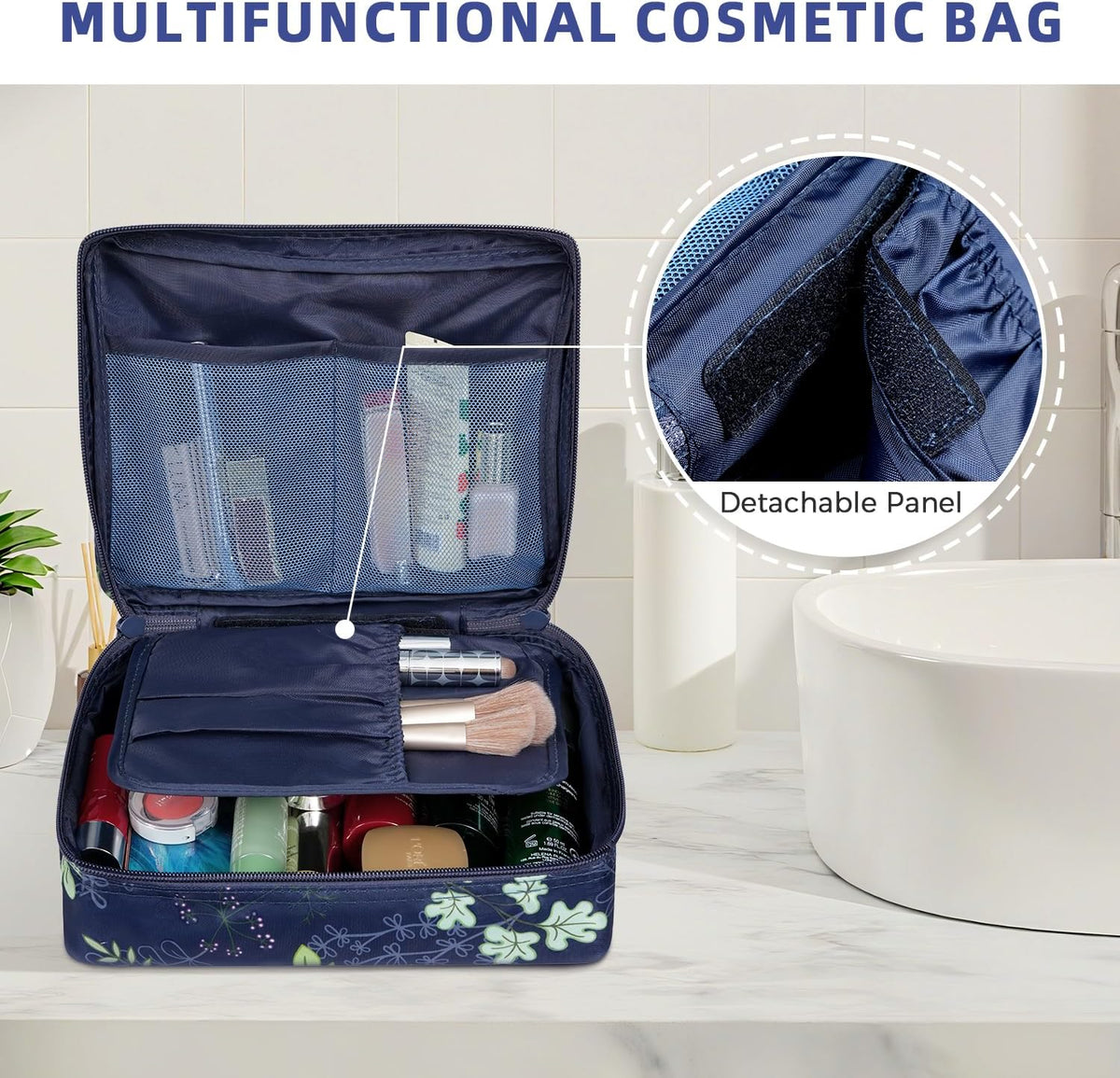 BAGAIL 8 Set Packing Cubes Luggage Packing Organizers for Travel Accessories-Navy Leaf