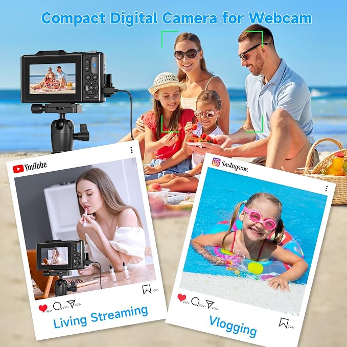 5K Vlogging Digital Camera for Beginners, 80MP Travel Camera for Photography