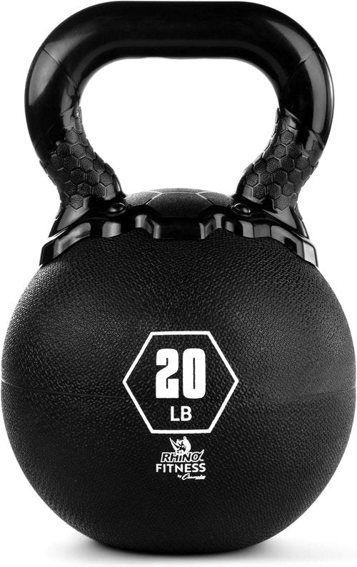 Champion Sports Rhino Kettlebell - Premium Rubber Weights for Strength Training | Multiple Sizes Available