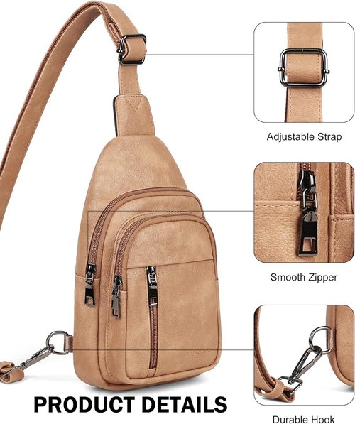 MASINTOR Sling Bag for Women - Stylish Vegan Leather Crossbody Fanny Pack | Adjustable Travel Backpack