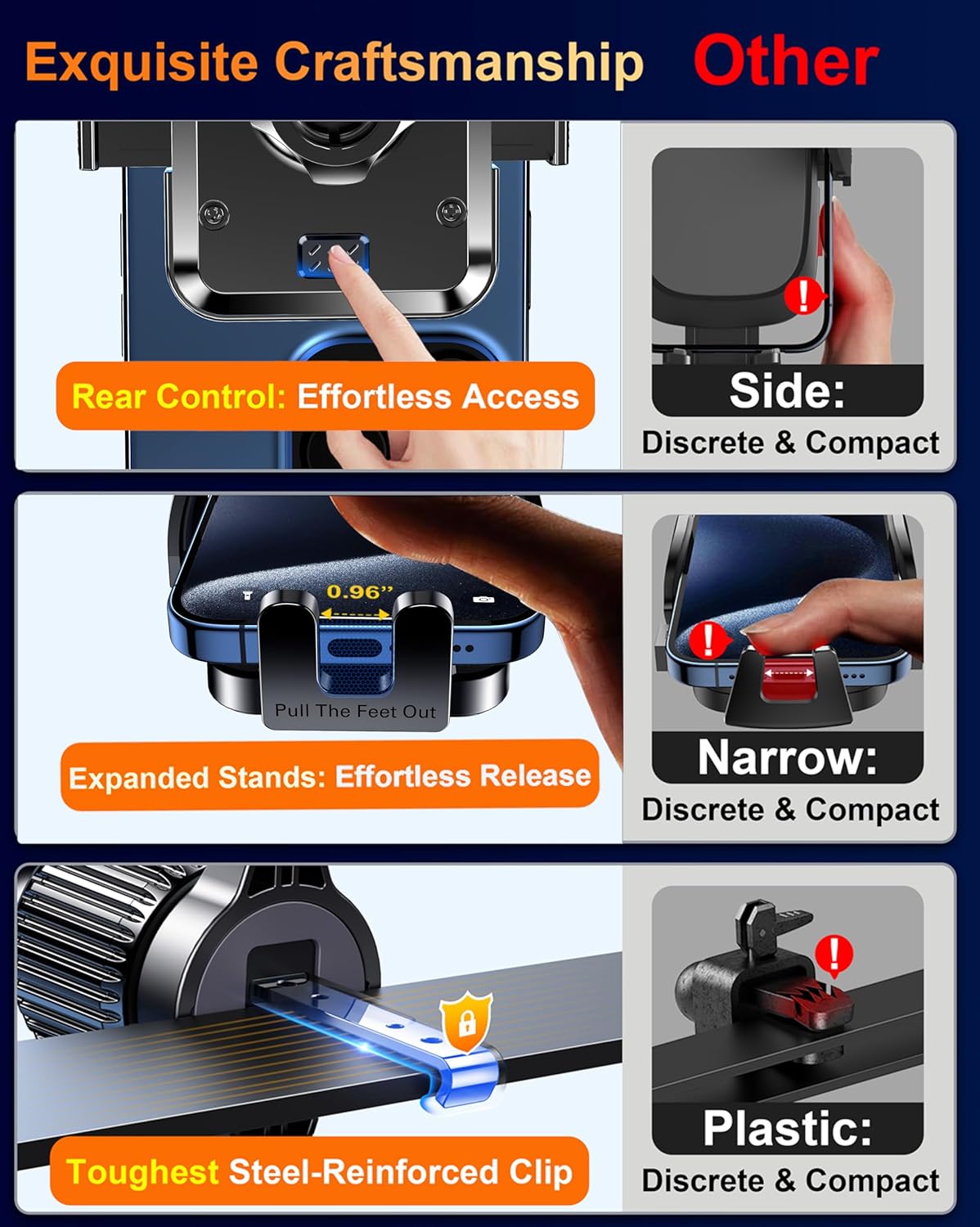 Qifutan Dash Mounted Holders Phone Holders for Your Car Phone Mount for Car Windshield Dashboard Air Vent Universal Desk Mounts Hands Free Automobile Cell Phone Holder Fit for iPhone Smartphone