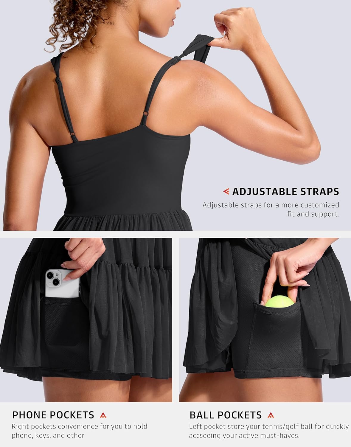 Soothfeel Tennis Dresses for Women - Athletic Dress with Built-in Shorts & Pockets | Flowy Summer Golf Wear