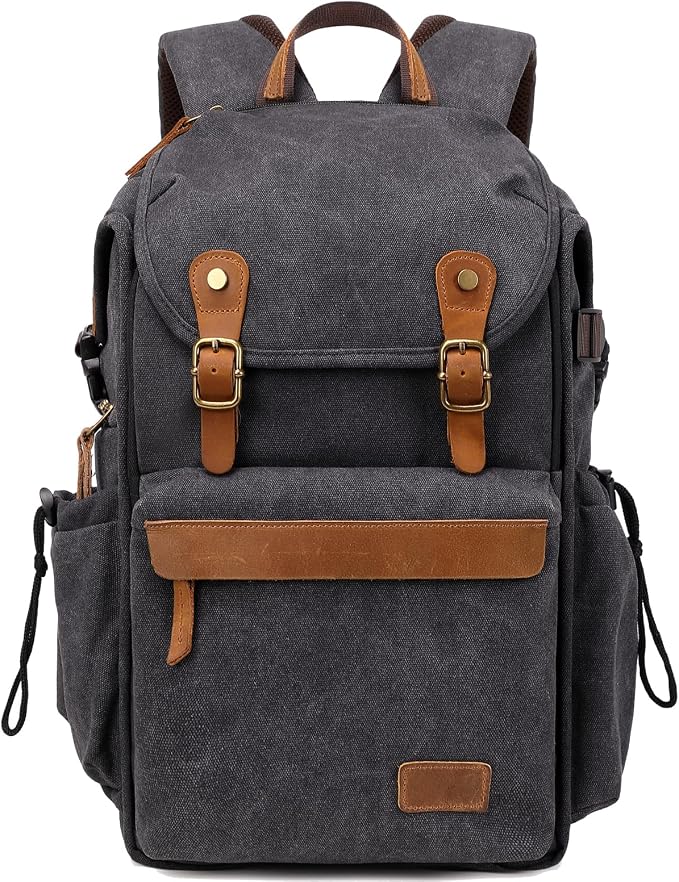 Vintage Canvas Camera Backpack for DSLR/Mirrorless & Drone, Waterproof
