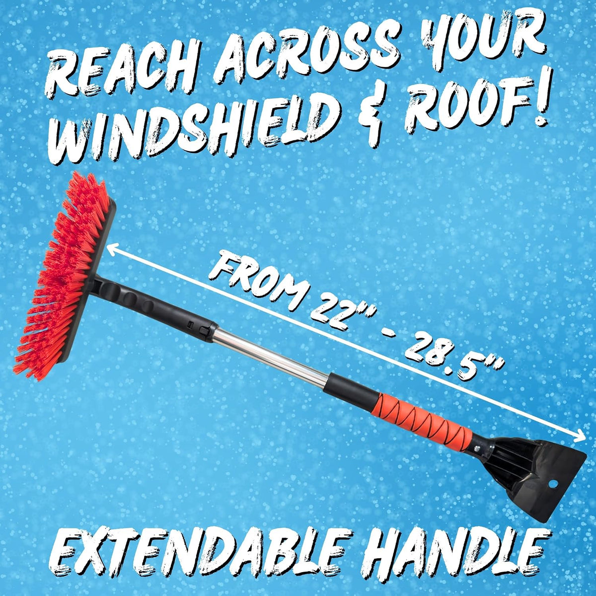 RevHeads Ice Scraper for Car Windshield with Snow Brush - Telescopic Handle to 28" - Brush End to Clear Snow, Chisel Side for Frost, Claw Side for ICY Chunks