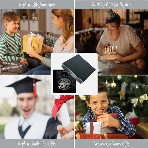 Gifts for Nephew from Aunt, Go Confidently Pocket Compass Engraved Black, to My Nephew Pocket Token, Inspirational Keepsake Gifts Ideas for Nephew Birthday Graduation Christmas
