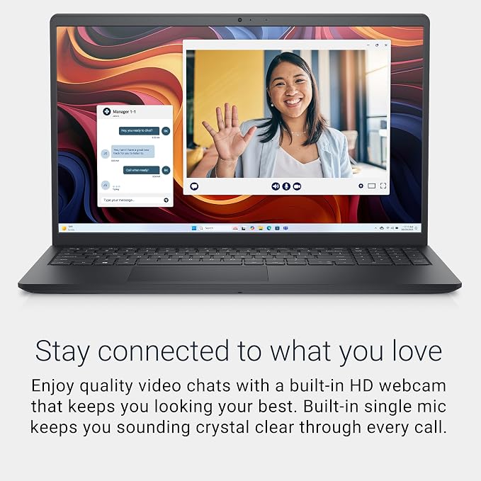 Dell 15.6 Laptop, AMD Ryzen 5 7520U with Radeon 610M, Windows 11 Home | FHD 120Hz IPS, LPDDR5, 512GB SSD, Wi‑Fi 5, Bluetooth, Carbon Black, DC15255