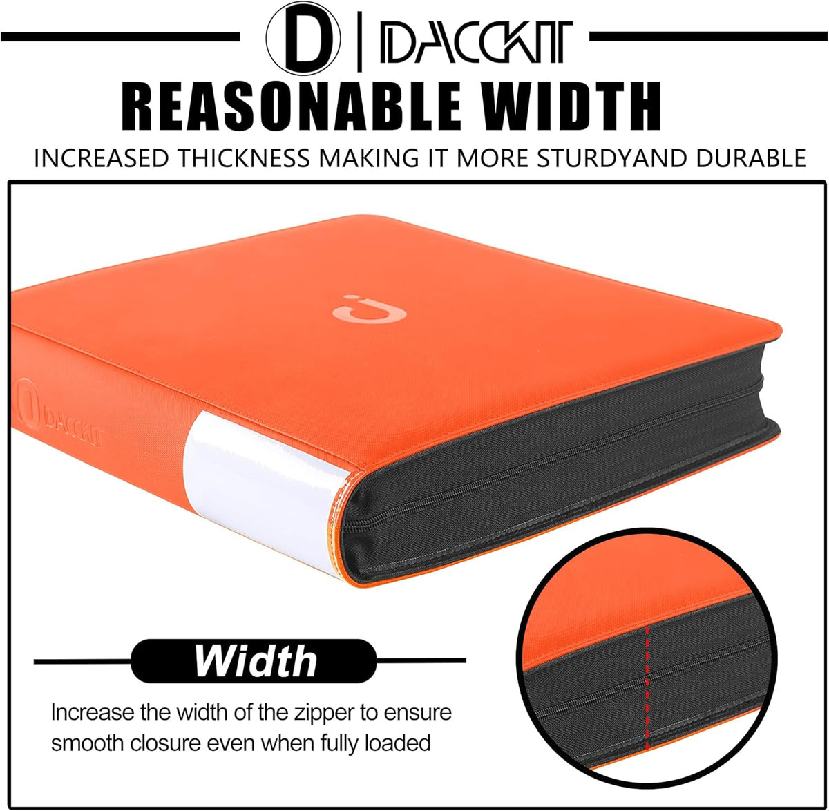Premium Card Binder - 12 Pocket Design for 1200 Trading & Sports Cards | Model D, Bright Orange
