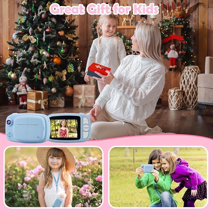 Kids Instant Camera, Mijiaowatch 12MP/1080P Kids Digital Print Camera