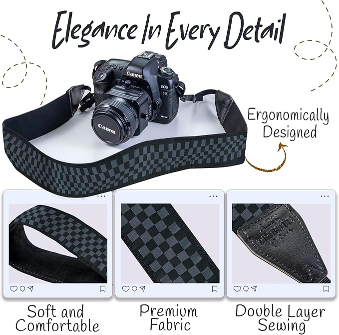 Art Tribute Camera Strap For Photographers Padded Universal Fit Neck Shoulder &