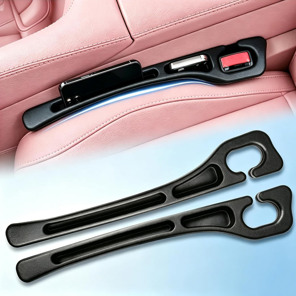 Car Seat Gap Filler Organizer, 2‑Pack Soft Foam Multifunctional
