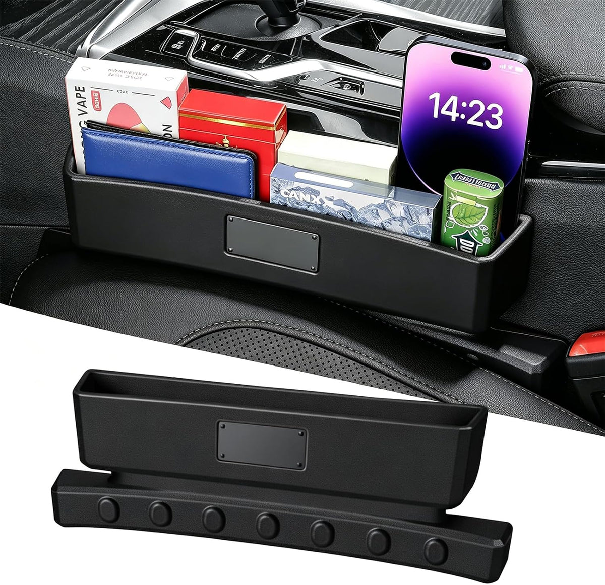 Car Seat Gap Filler Organizer，Premium PU Seat Gap Filler Organizer with Storage，Car Gap Seat Filler Fit for Car SUV Truck Between Seat and Console