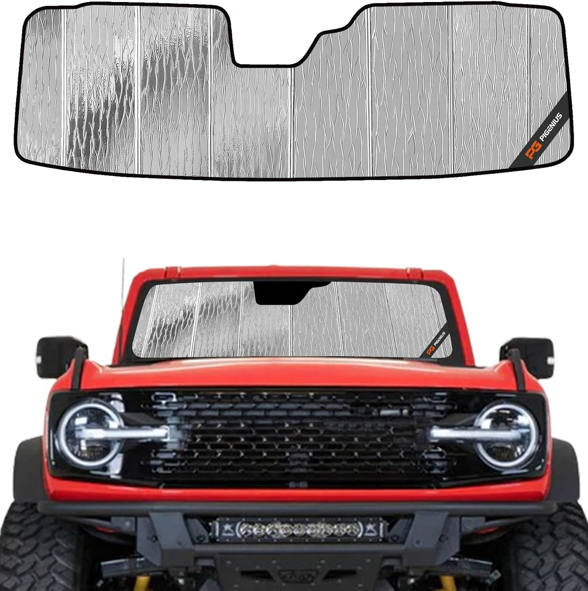 Pigenius Windshield Sunshade for Ford Bronco Sport 2021-2026 Front Window Shade - Metallic