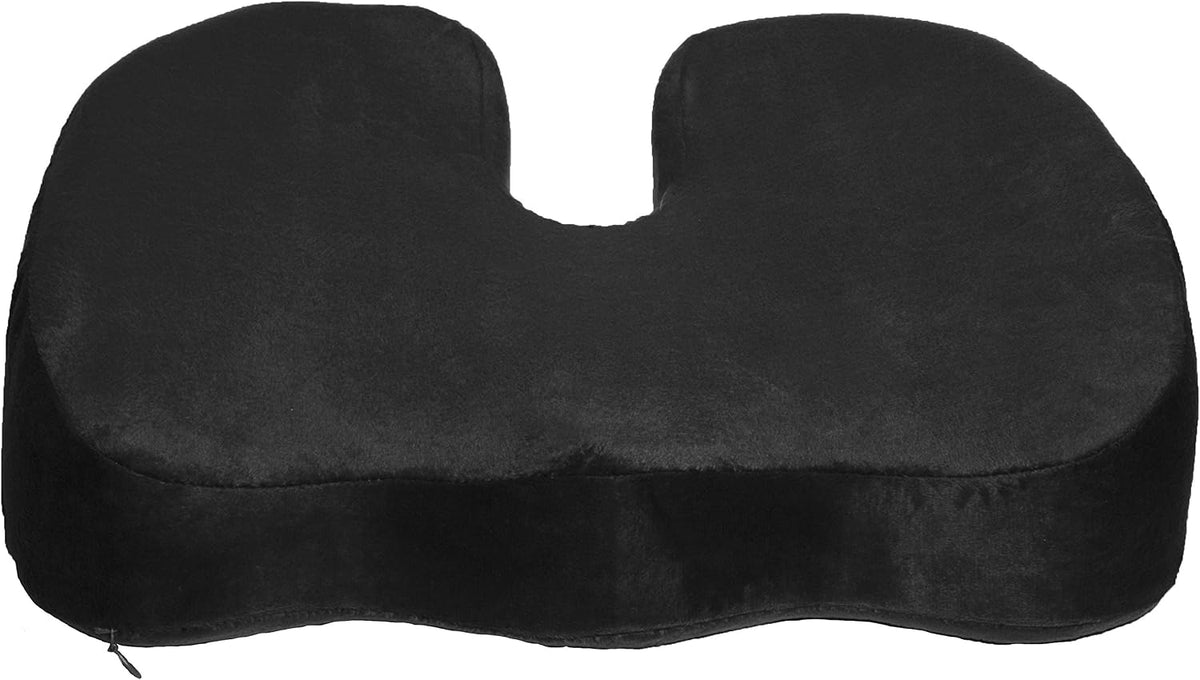 Deluxe Comfort Coccyx Orthopedic Gel Enhanced Comfort Foam – Sciatica Relief – Tailbone Support – Great for Car or Office – Seat Cushion, Black
