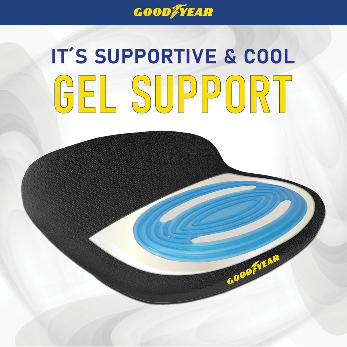 Goodyear Memory Foam Car Seat Cushion – Gel Seat Cushions for Office Chairs, Tailbone Pain Relief Cushion, Cooling Pillow, Slim Fit Car Seat