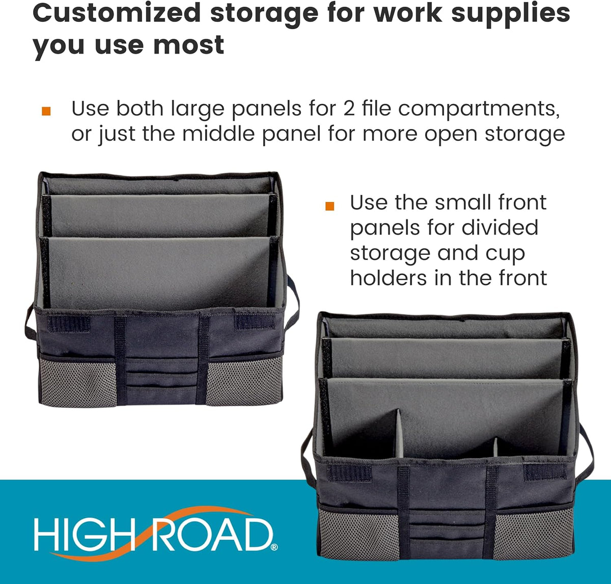 High Road Carganizer Front Seat Car Office Organizer and Mobile Office Work Truck Organizer with Filing Dividers and Desk Top Cover | Front Seat