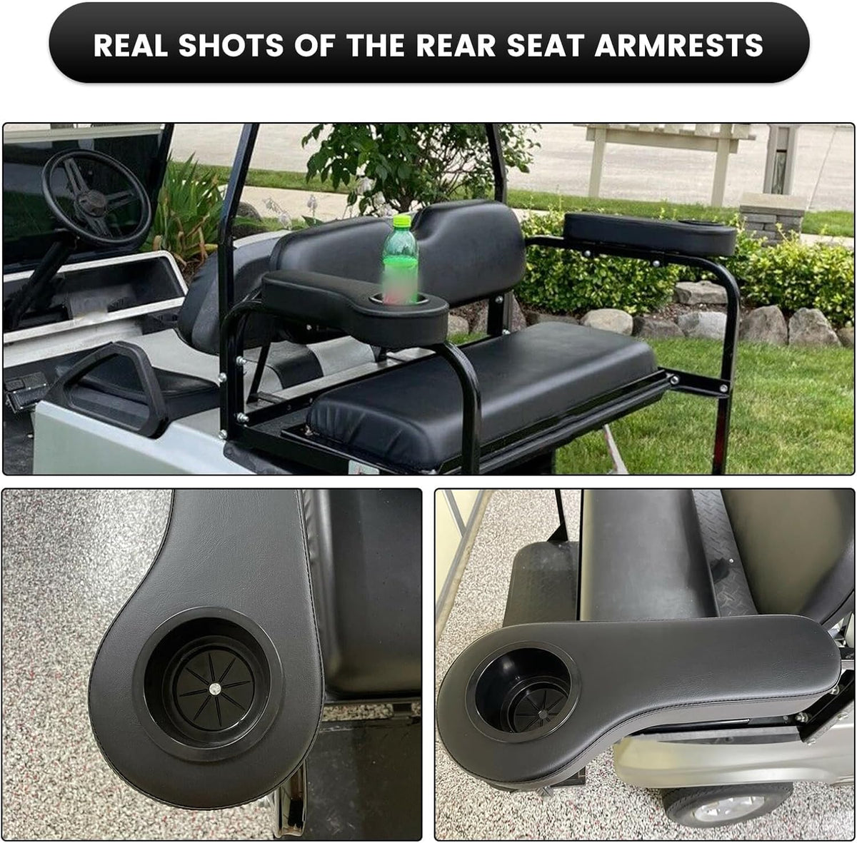 ECOTRIC Golf Cart Rear Seat Arm Rest Compatible with EZGO Club Car Yamaha