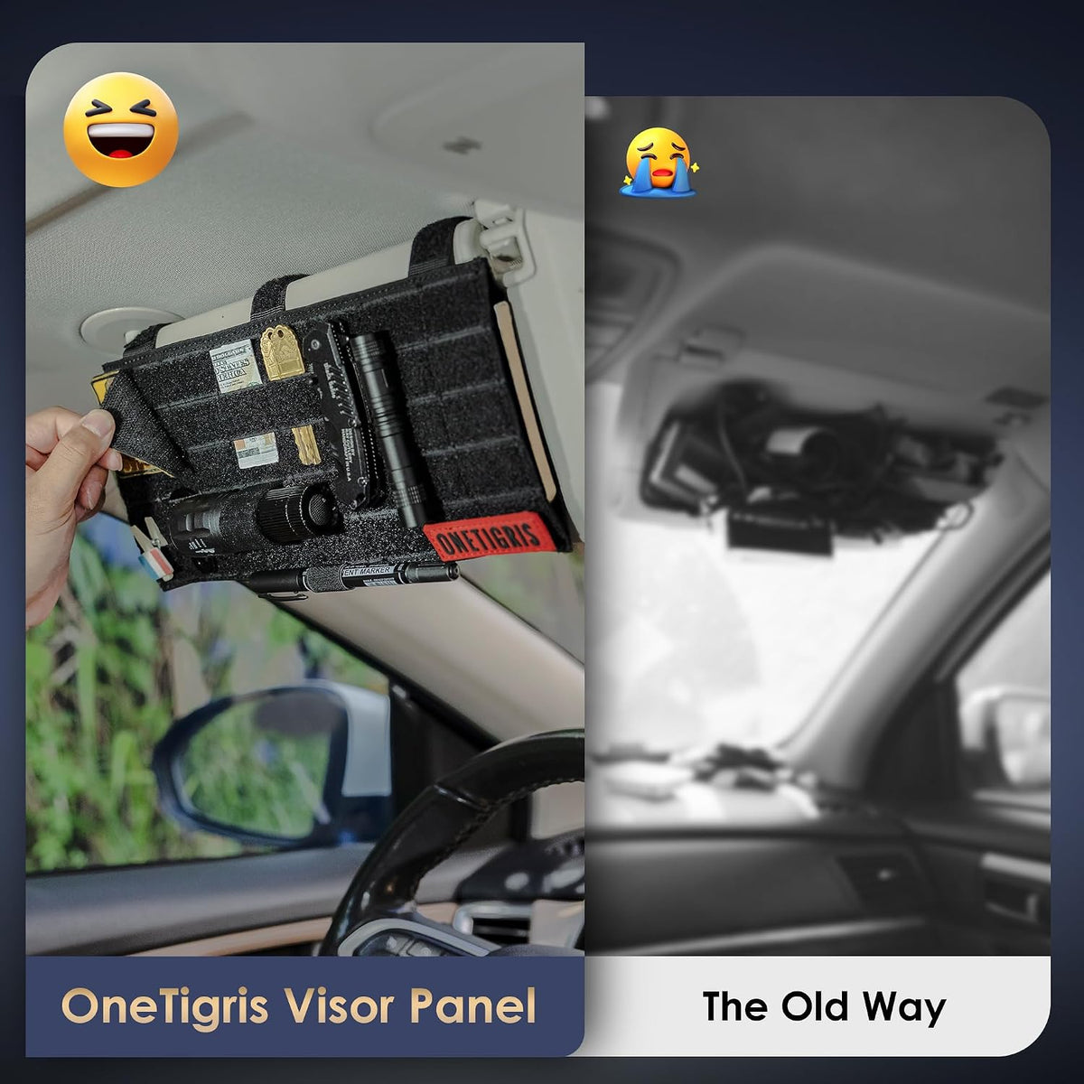 ONETIGRIS Tactical MOLLE Sun Visor Organizer, Vehicle Visor Patch Panel