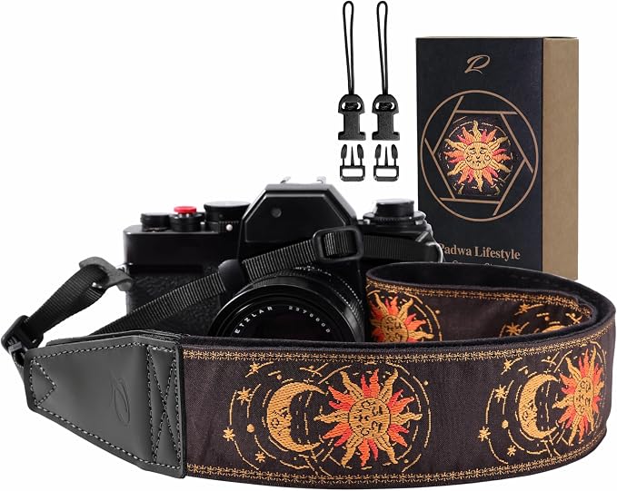 Padwa Lifestyle Helios Moon God Camera Strap -2" Full Grain Leather Ends Camera