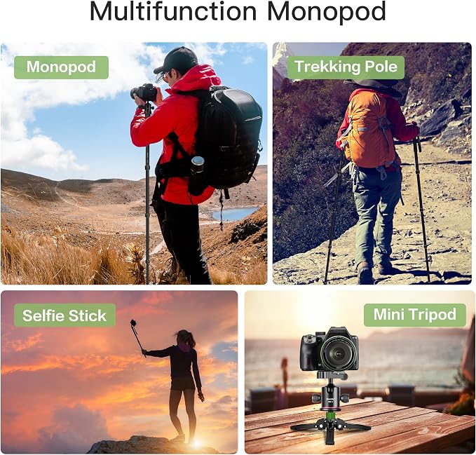 Manbily Camera Monopod with Feet, Aluminum Portable Travel Monopod with