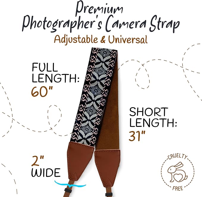 Art Tribute Camera Strap For Photographers Padded Universal Fit Neck Shoulder &