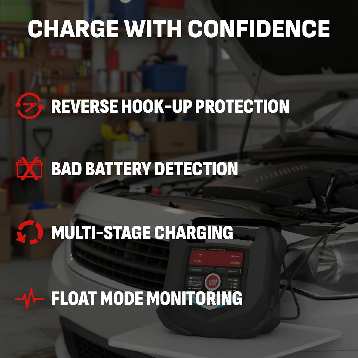 Schumacher Electric 1.5A Car Battery Charger and Maintainer, 3-in-1 Solution, for 6V/12V Power Sport, Automotive, and Marine Batteries, SC1355