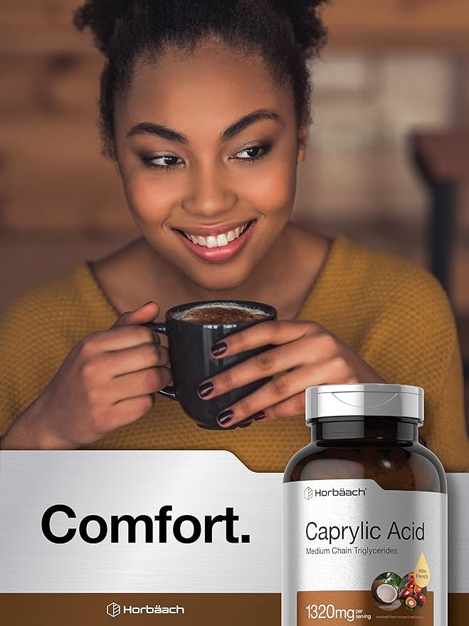 Horbaach Caprylic Acid 1320mg Supplement | 150 Softgel Capsules | from MCT Oil | Non-GMO & Gluten Free