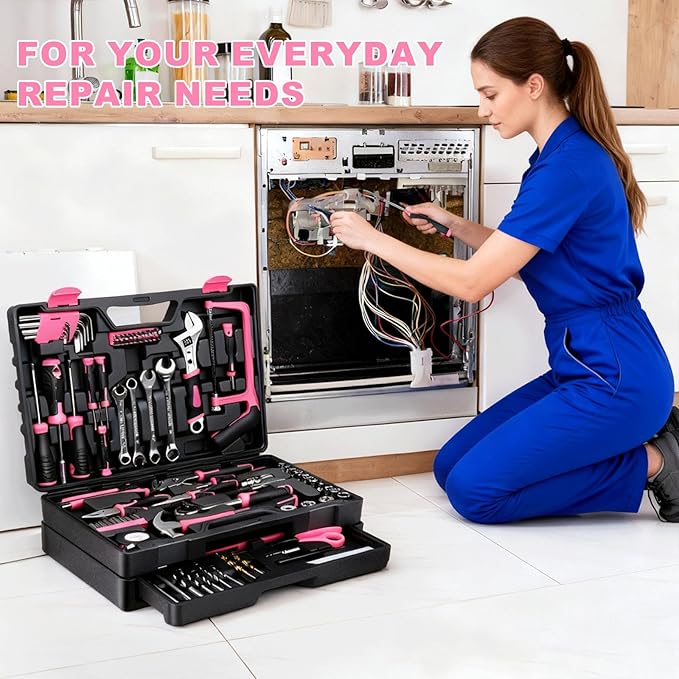 Tool Set- 412 Piece Home Repair/Auto Tool Kit, Storage Organizer with Drawers, Toolbox Storage Case for Women & Men, Perfect for Homeowner, Diyer, Handyman, DIY