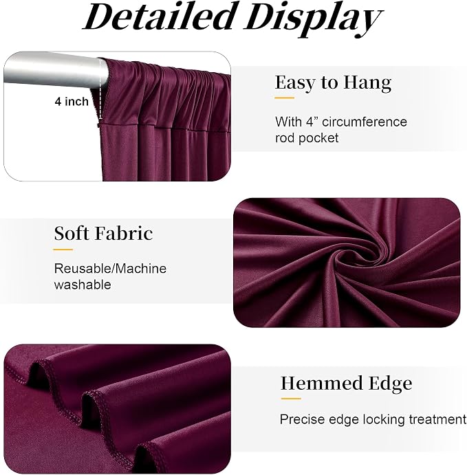 50ft x 12ft Burgundy Backdrop Curtains