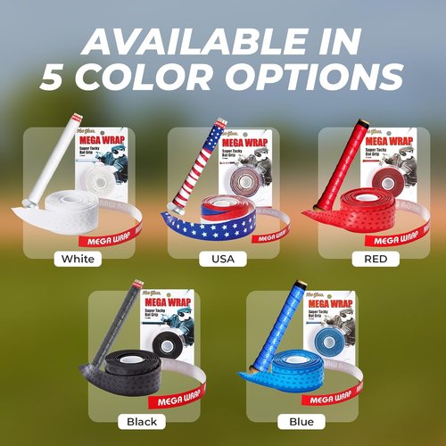 Hot Glove Mega Wrap Bat Grip - 1.5mm Tacky Design for Enhanced Control and Comfort