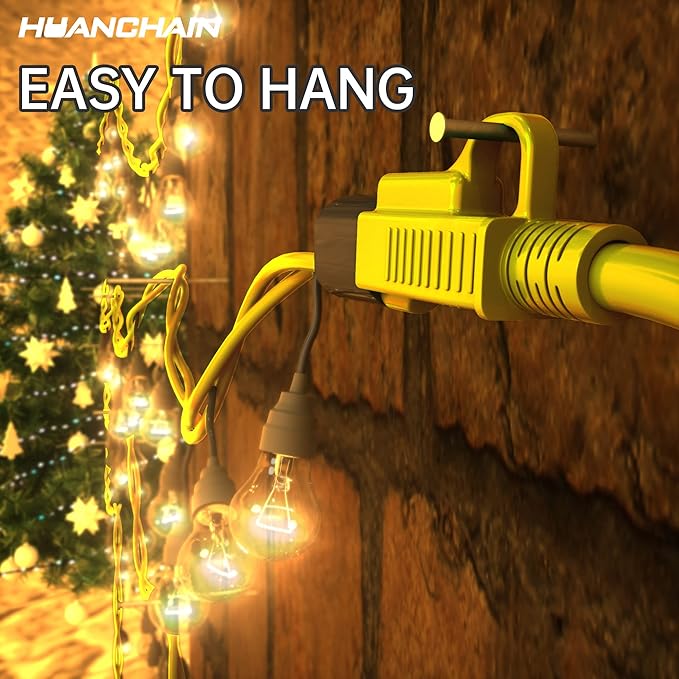 HUANCHAIN Outdoor Extension Cord 75 Foot Waterproof, 16/3 Gauge Flexible Cold-Resistant Appliance Extension Cable Outside, 10A 1250W 16AWG SJTW, 3 Prong Electric Cord Yellow, ETL