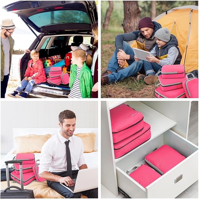 Gonex Compression Packing Cubes, 3pcs/4pcs Expandable Storage Travel Luggage Bags Organizers