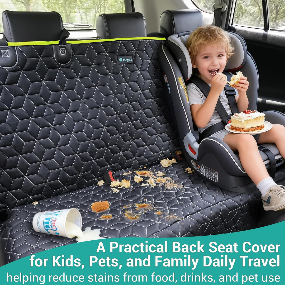 Dog Car Seat Covers for Ford f150/Ram1500/Nissan Frontier/Toyota Tacoma/GMC Canyon/Silverado, Waterproof Pet Back Seat Cover for Trucks, Scratchproof Nonslip Durable Rear Seat Cover for Dogs(Green)