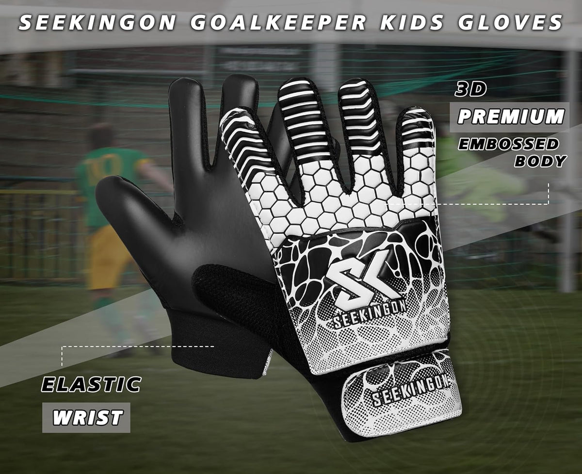 Skiennix Soccer Goalie Gloves - Youth Football Goalkeeper Gloves with Double Wrist Protection | 4mm Super Grip Palm