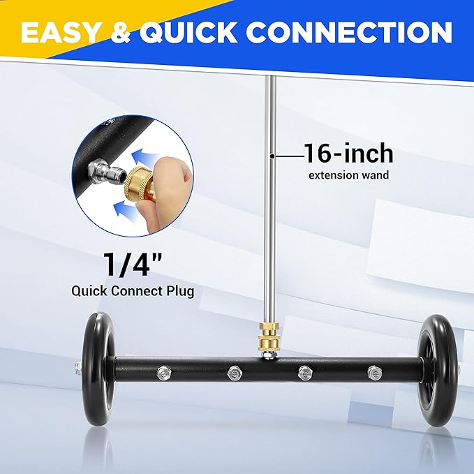 Tool Daily Pressure Washer Undercarriage Cleaner 16 Inch, Undercarriage Pressure Washer Attachment, Under Car Wash with 2 Extension Wands, 4000 PSI