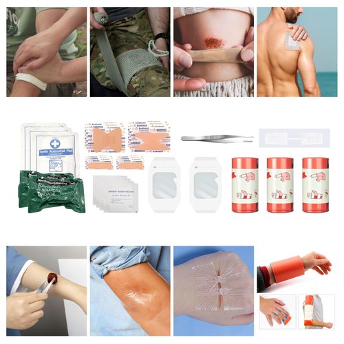IFAK Trauma First Aid Kit, Hemostatic Gauze to Control Severe Bleeding, 6” Israel Compression Bandages, Emergency Wound Closures Adhesive Bandages, Deep Green (Black)