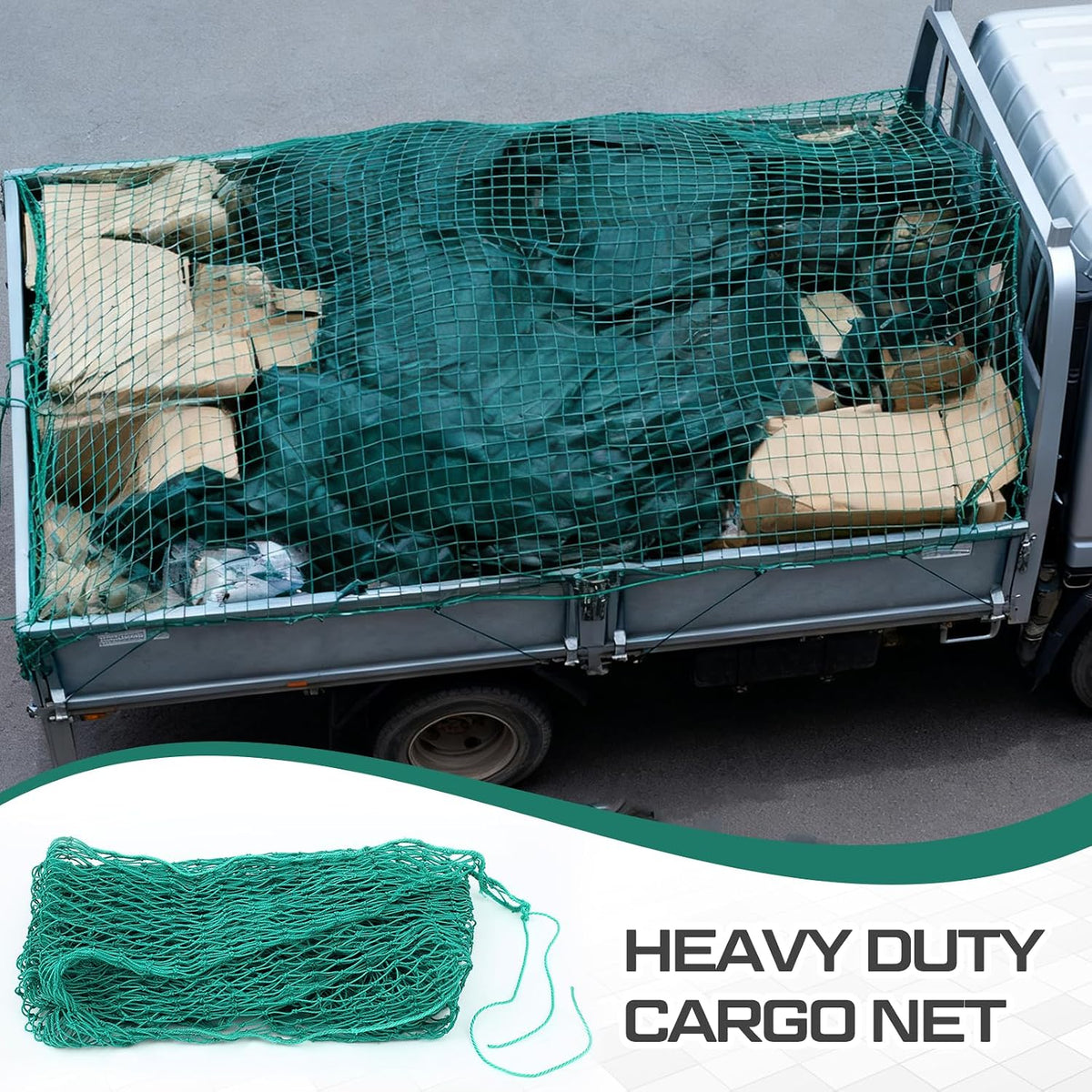 SATINIOR 5 x 8 ft Heavy Duty Cargo Net Truck Bed Network Cover with 18pcs Ropes Bungee Cargo Net Car Sealing Network Rope for Trailer Pickup Truck