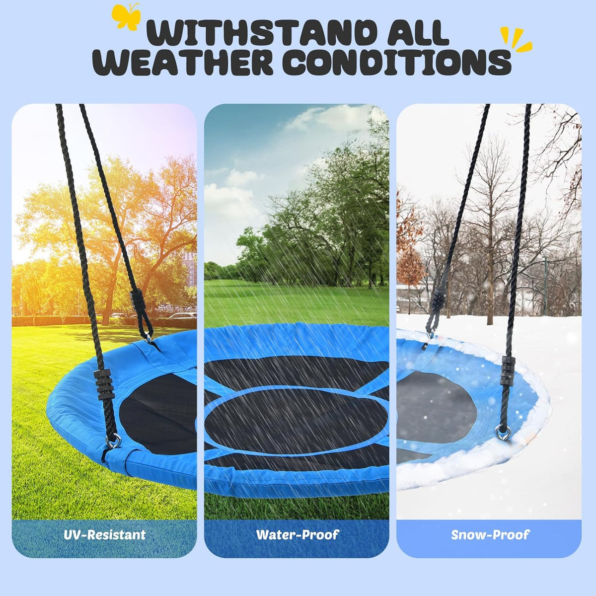 Trekassy 40-Inch Saucer Tree Swing - 700lb Capacity, Waterproof 900D Oxford, Steel Frame, Blue