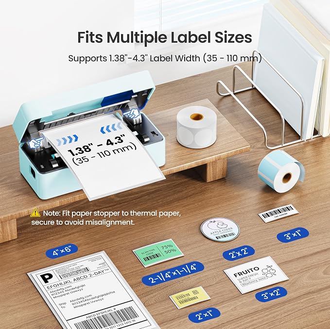 Bluetooth Thermal Shipping Label Printer, 4x6 Portable Direct Thermal Printer