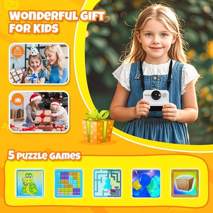 HiMont Kids Instant Print Camera, 1080P HD Kids Camera Instant Print