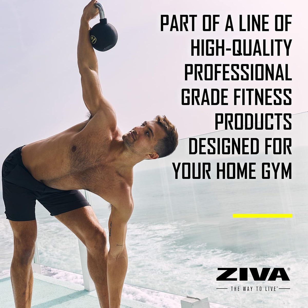 ZIVA Premium Kettlebell - Commercial Grade Rubber Urethane Coated Weights for Home Gym | 5-50 lbs