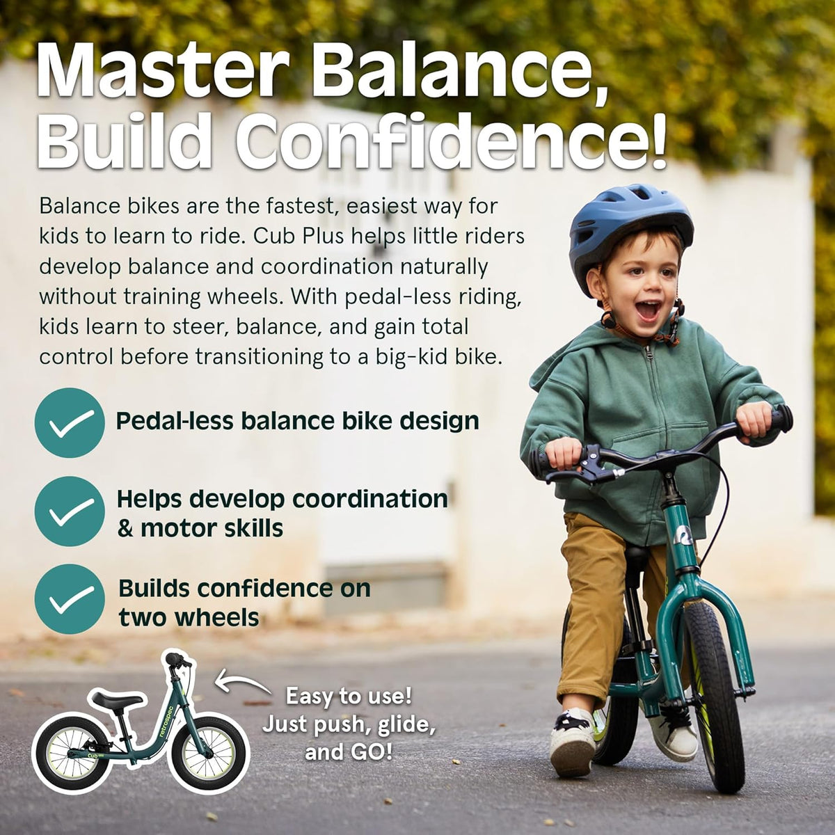 Retrospec Cub Plus Toddler Balance Bike - Lightweight, Adjustable V-Brake & Seat for Ages 18 Months to 4 Years