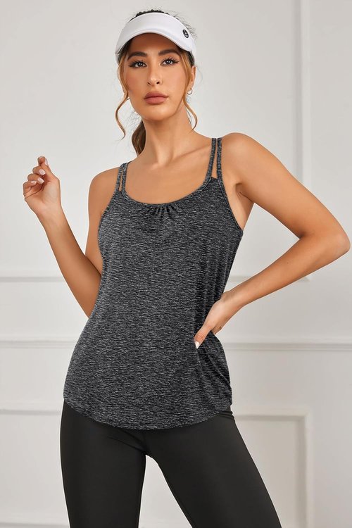 BLEVONH Women's Racerback Workout Tank Top - Loose Fit Yoga Shirt for Running & Gym | Sleeveless Scoop Neck