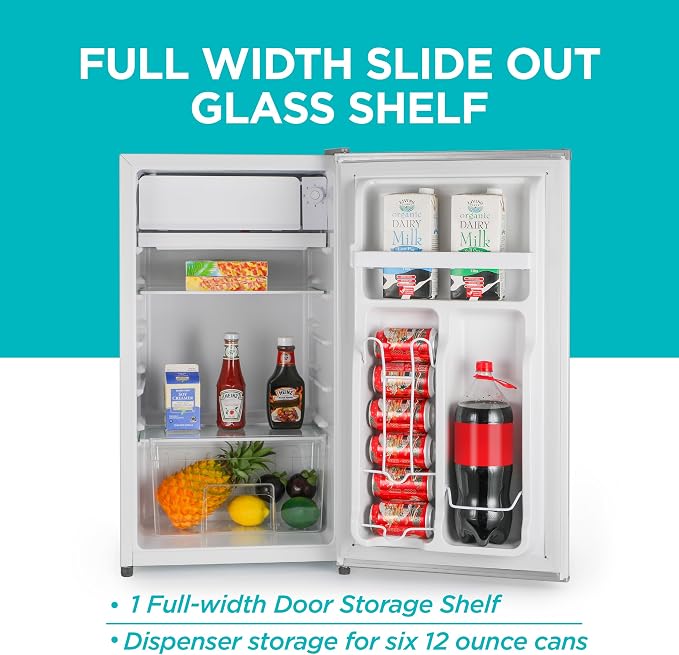 BLACK+DECKER 3.2 Cu. Ft. Compact Refrigerator, Energy Star, BCRK32W, White | Energy Star Certified Small Refrigerator, Single Door Mini Fridge with Chiller Compartment, Personal Fridge for Home or Dorm