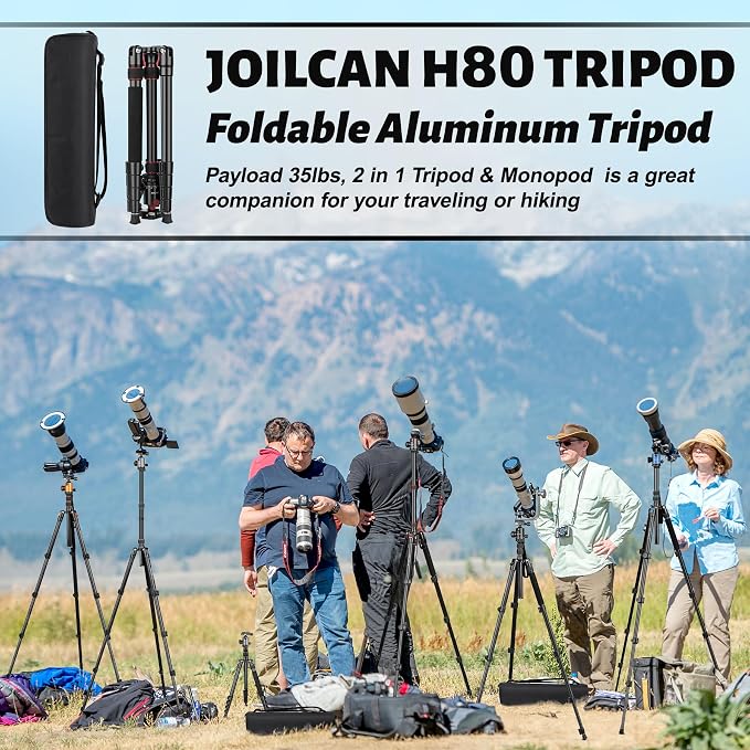 JOILCAN Tripod for Camera, Heavy Duty Travel Tripods for Spotting Scope