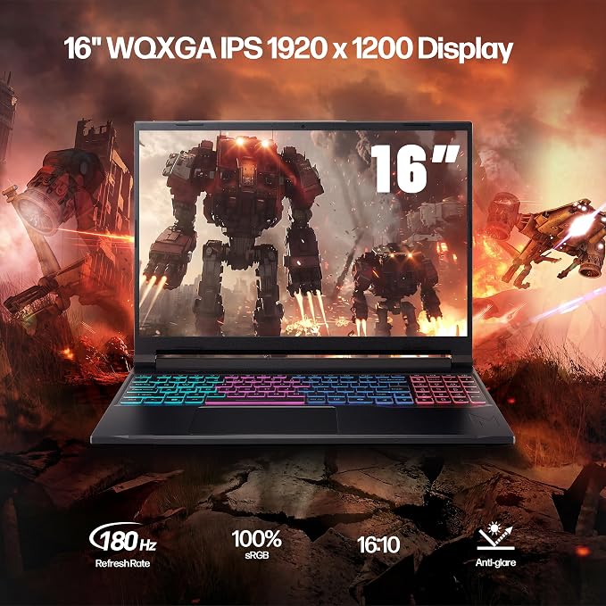 Acer Nitro V 16S AI Gaming Laptop,Ryzen 7 260, GeForce RTX 5060 8GB GDDR7 | 16" WUXGA IPS 180Hz Display, 64GB DDR5 RAM, 2TB Gen 4 SSD, Win 11 Home, Wi-Fi 6, 4 Zone-RGB Backlit KB, HHDMI,w/Headsest