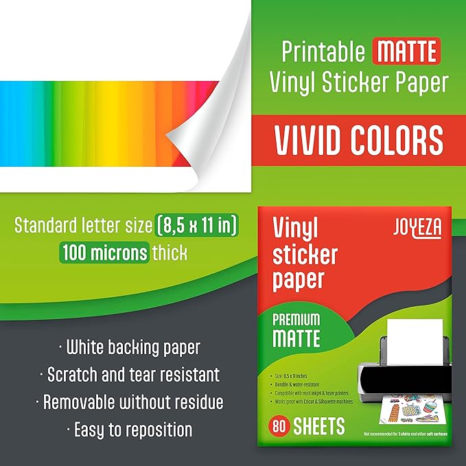 JOYEZA Premium Printable Vinyl Sticker Paper