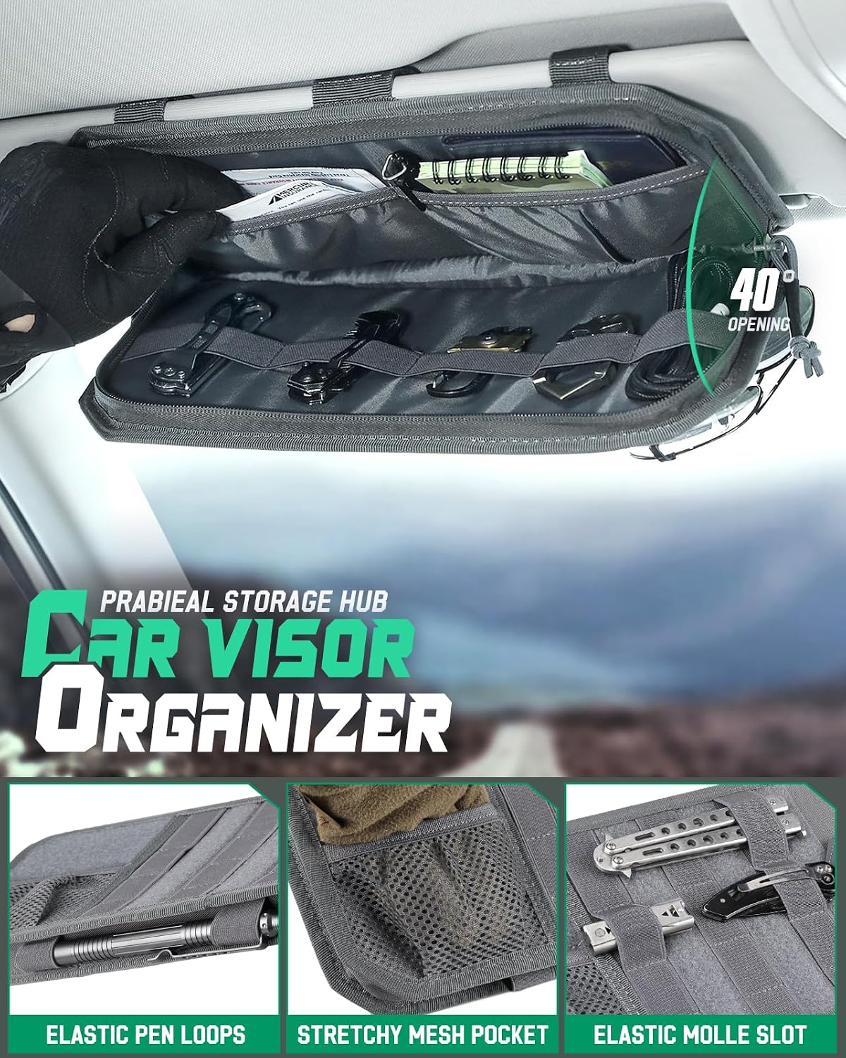 LIVANS Tactical Car Sun Visor Organizer, Fit Cars Trucks SUV Jeeps Patrols