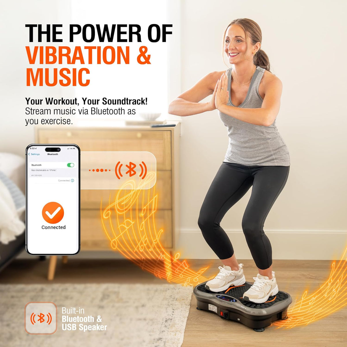 Powerfit Vibration Plate Exercise Machine - Full Body Vibration Platform for Weight Loss & Lymphatic Drainage