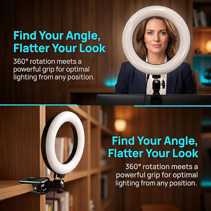 6" Ring Light with Desk Tripod Stand and Clip | Video Conference Lighting