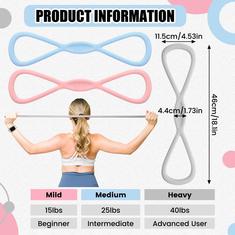 Sotiff Figure 6 Pcs Figure 8 Resistance Bands (15, 25, 40 Lbs) and Elastic Band Loop (15, 25, 35 Lbs) Set, Exercise Bands for Arms, Shoulders, Legs and Hips Stretch Equipment for Women Yoga